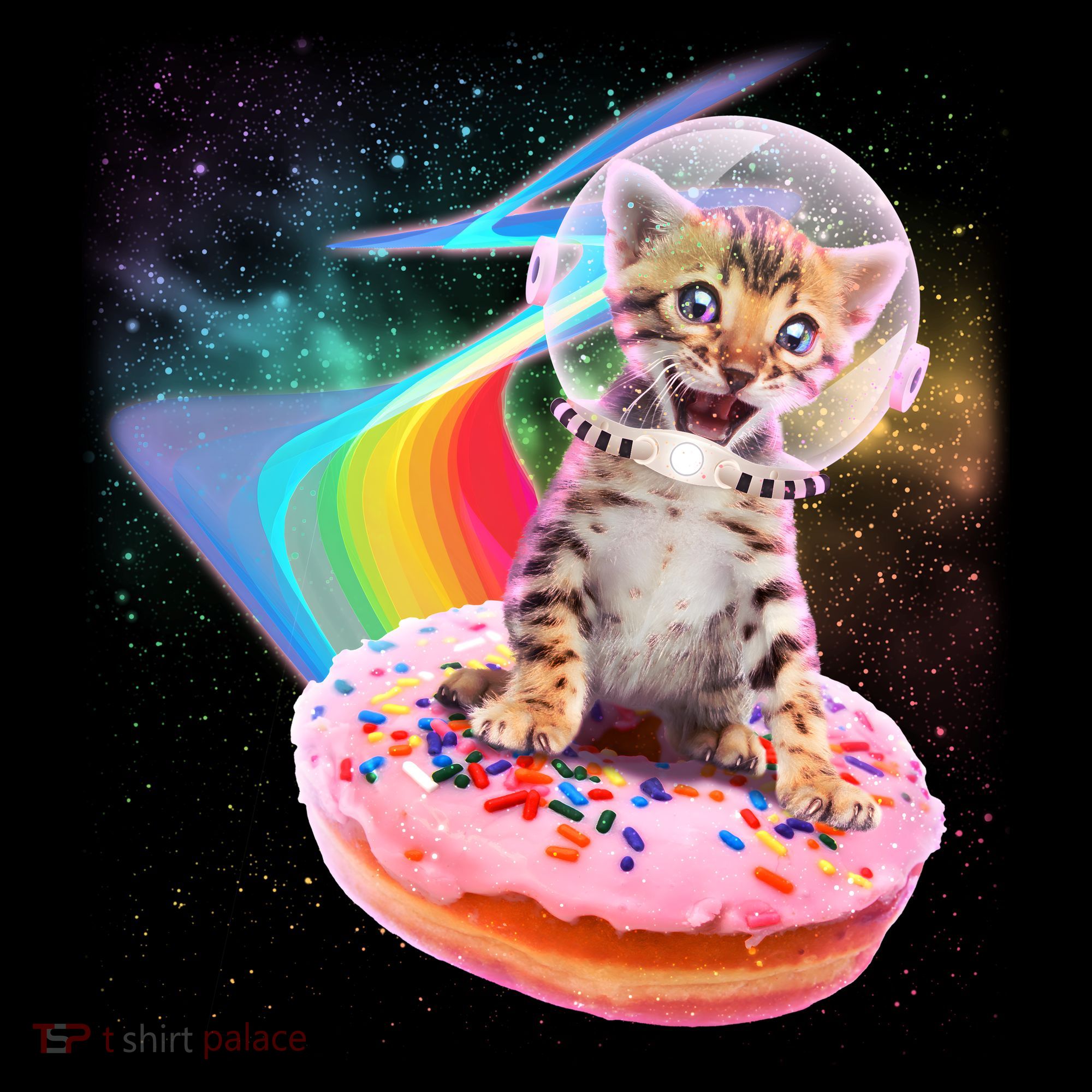 Funny Cute Astronaut Kitty On Rainbow Sprinkle Donut Visor