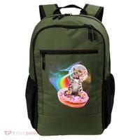 Funny Cute Astronaut Kitty On Rainbow Sprinkle Donut Backpack thumb 0