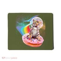 Funny Cute Astronaut Kitty On Rainbow Sprinkle Donut Mousepad thumb 0