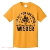 Funny Camping: All Fun And Games Until Someone Losed A Weiner Kids T-Shirt thumb 0