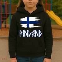 Finland Cool Ancient Nordic Style Flag Kids Hoodie thumb 3