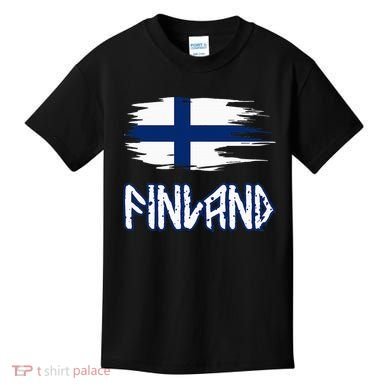 Finland Cool Ancient Nordic Style Flag Kids T-Shirt