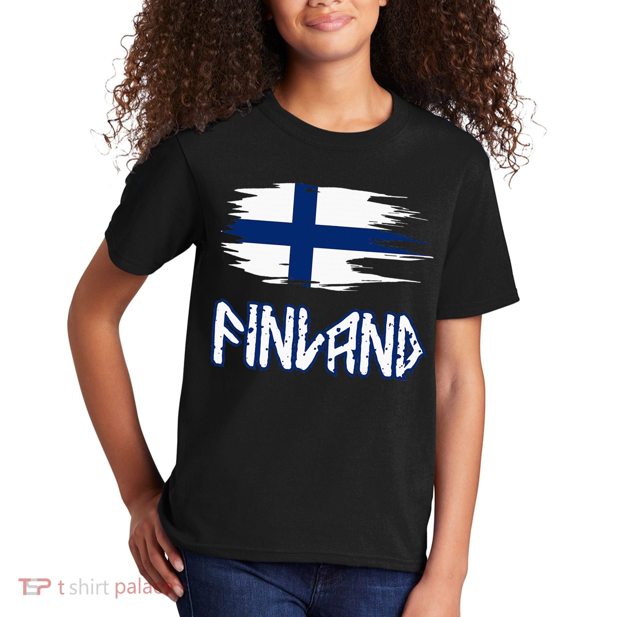 Finland Cool Ancient Nordic Style Flag Kids T-Shirt