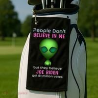 Funny Conservative Anti Biden Tooth Alien Golf Towel thumb 2