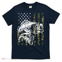 Fishing, Camouflage American Flag Fish, Bass Fish Fisherman T-Shirt thumb 0