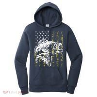 Fishing, Camouflage American Flag Fish, Bass Fish Fisherman Women's Hoodie thumb 0