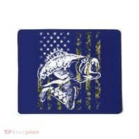 Fishing, Camouflage American Flag Fish, Bass Fish Fisherman Mousepad thumb 0