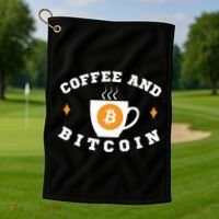 Funny Coffee And Bitcoin Funny Coffee And Crypto Funny Bitcoin Funny Coffee Golf Towel thumb 1