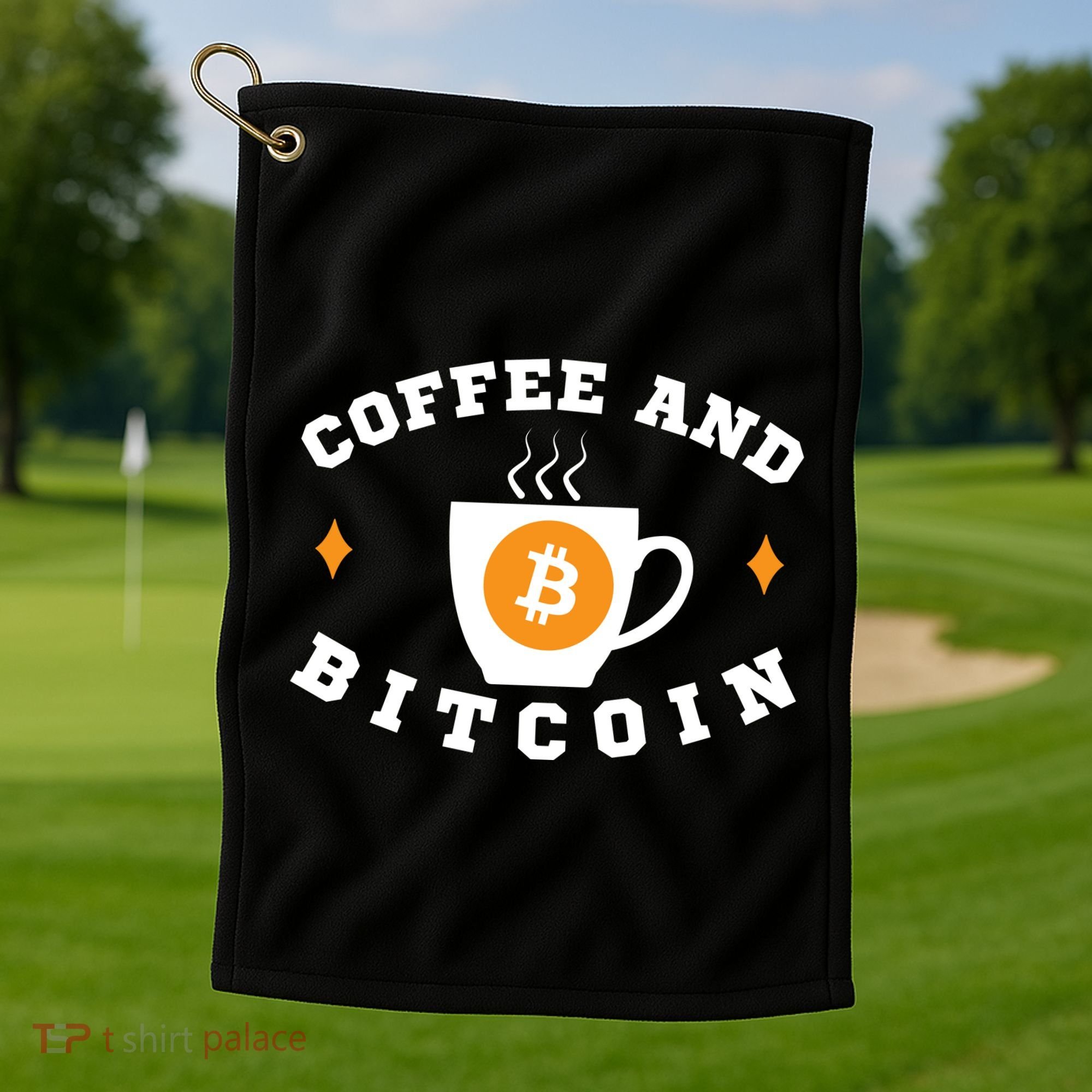 Funny Coffee And Bitcoin Funny Coffee And Crypto Funny Bitcoin Funny Coffee Golf Towel