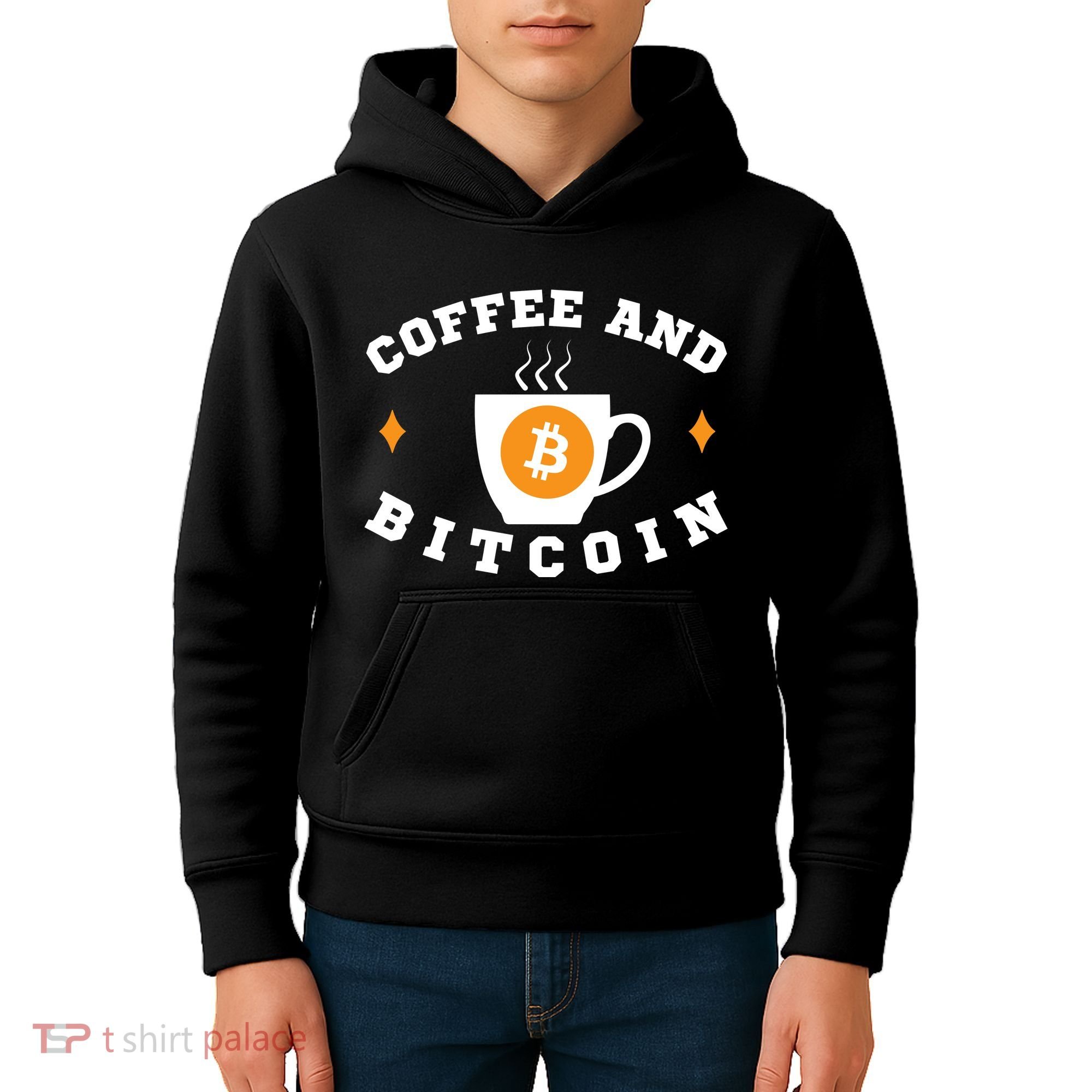 Funny Coffee And Bitcoin Funny Coffee And Crypto Funny Bitcoin Funny Coffee Kids Hoodie