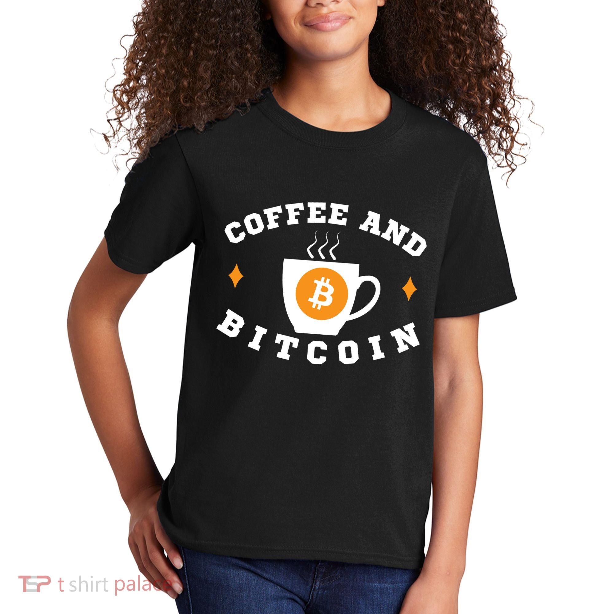 Funny Coffee And Bitcoin Funny Coffee And Crypto Funny Bitcoin Funny Coffee Kids T-Shirt