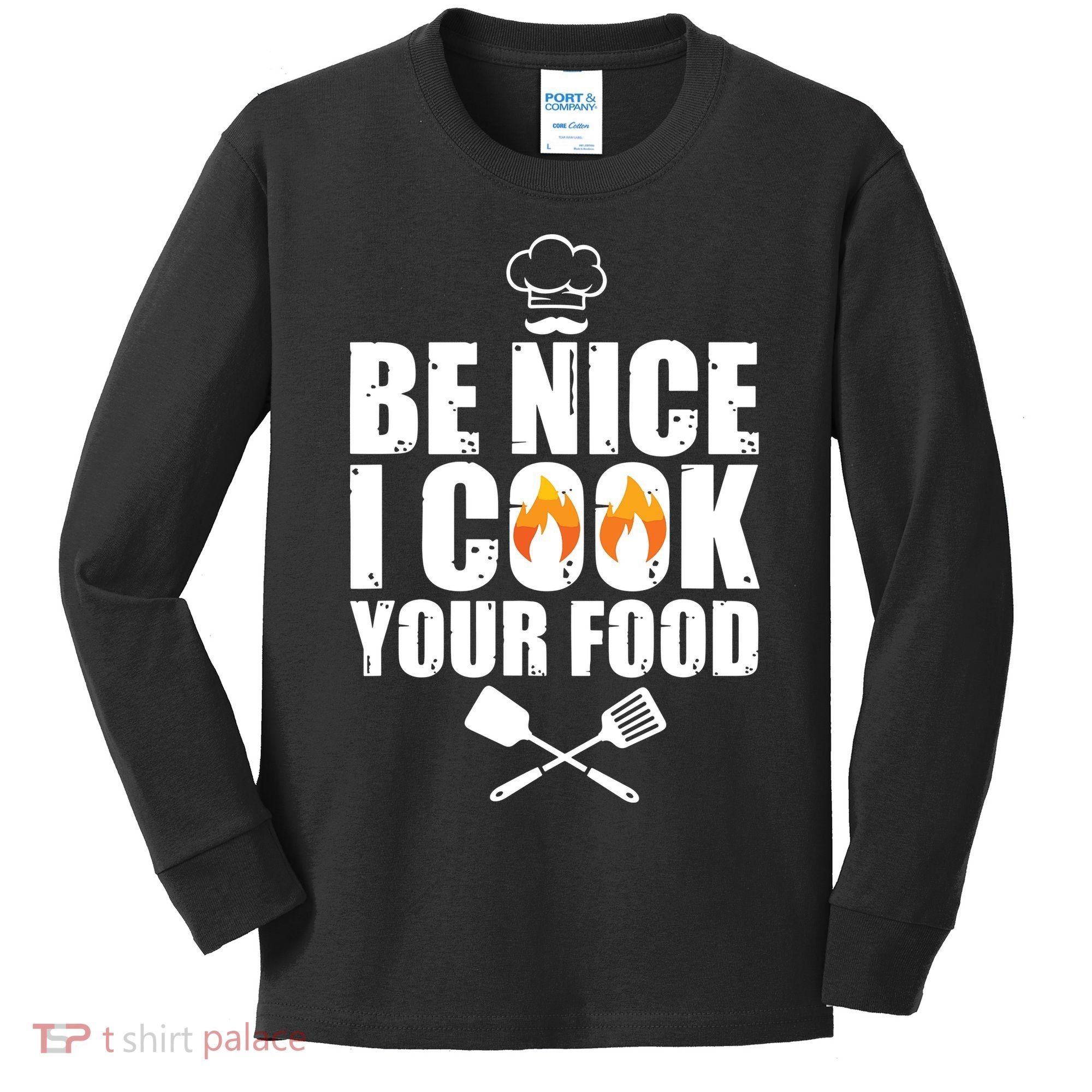 Funny Chef Art For Men Women Restaurant Cooking Food Lover Kids Long Sleeve Shirt