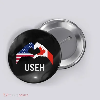 Funny Canada American Flag Us Eh Button