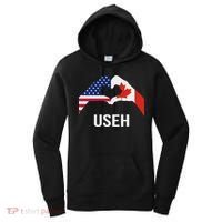 Funny Canada American Flag Us Eh Women's Hoodie thumb 0