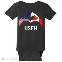 Funny Canada American Flag Us Eh Baby Bodysuit thumb 0