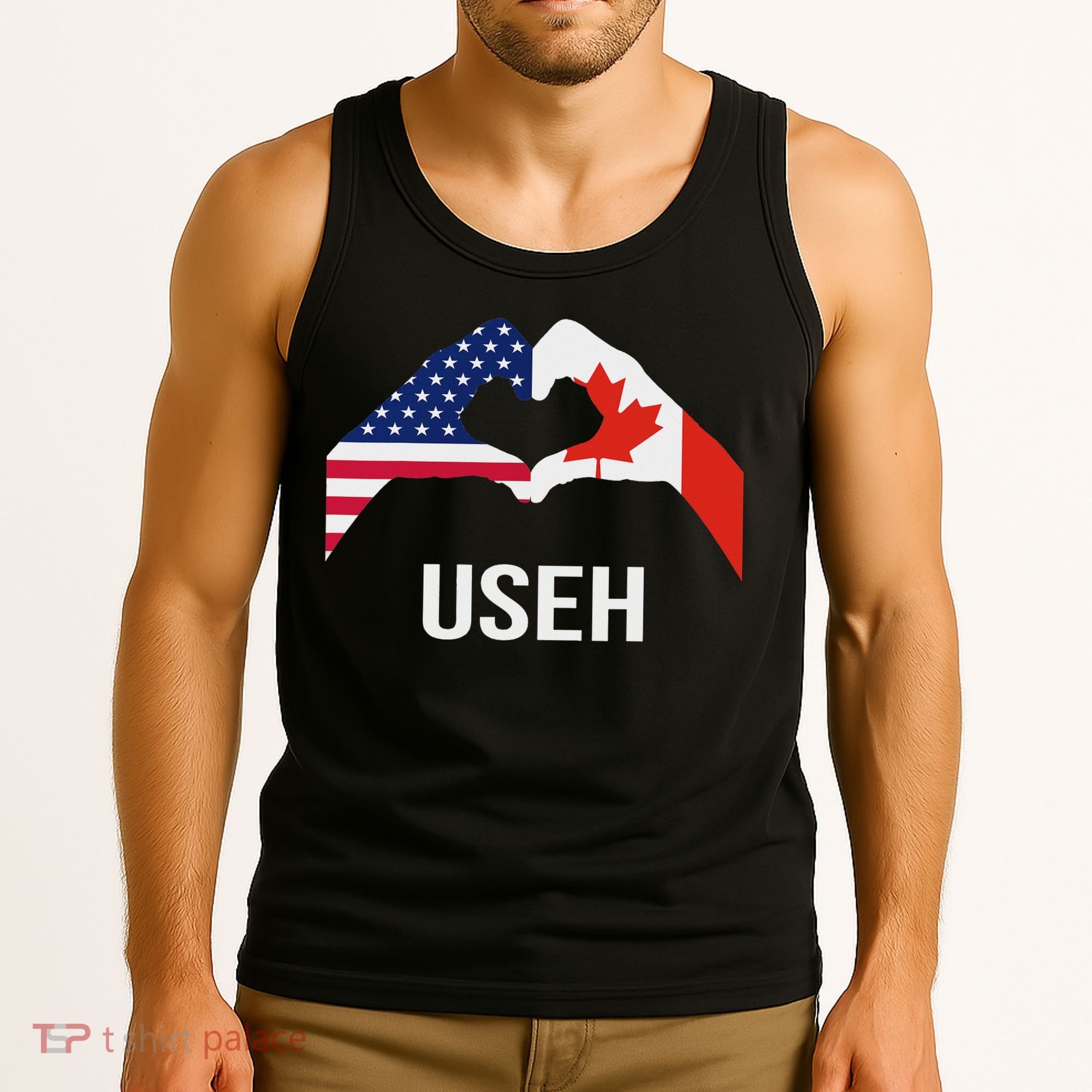 Funny Canada American Flag Us Eh Tank Top
