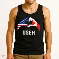 Funny Canada American Flag Us Eh Tank Top thumb 3