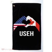 Funny Canada American Flag Us Eh Golf Towel thumb 0