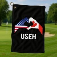 Funny Canada American Flag Us Eh Golf Towel thumb 1
