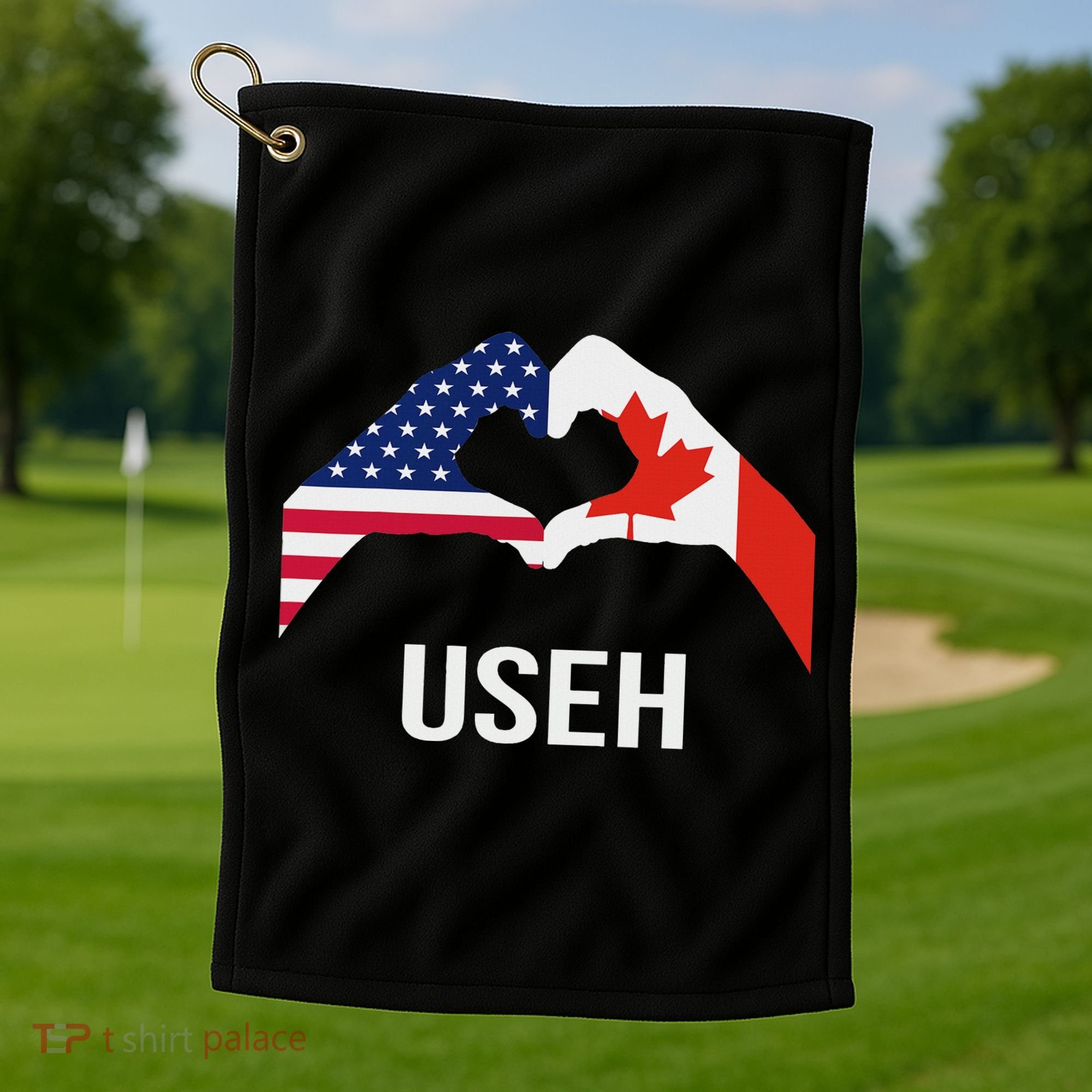 Funny Canada American Flag Us Eh Golf Towel