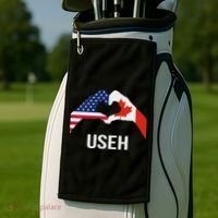 Funny Canada American Flag Us Eh Golf Towel thumb 2