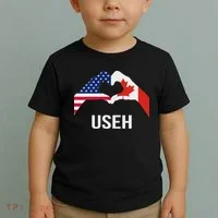 Funny Canada American Flag Us Eh Toddler T-Shirt thumb 2