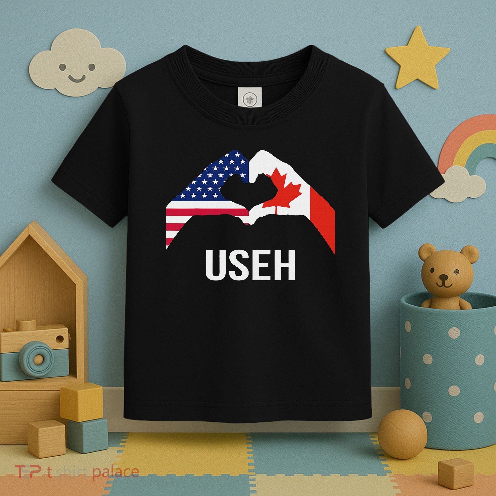 Funny Canada American Flag Us Eh Toddler T-Shirt