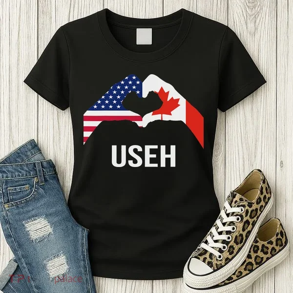Funny Canada American Flag Us Eh Women's T-Shirt