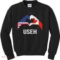 Funny Canada American Flag Us Eh Kids Sweatshirt thumb 0