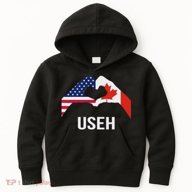Funny Canada American Flag Us Eh Kids Hoodie