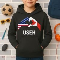 Funny Canada American Flag Us Eh Kids Hoodie thumb 2