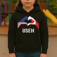 Funny Canada American Flag Us Eh Kids Hoodie thumb 3