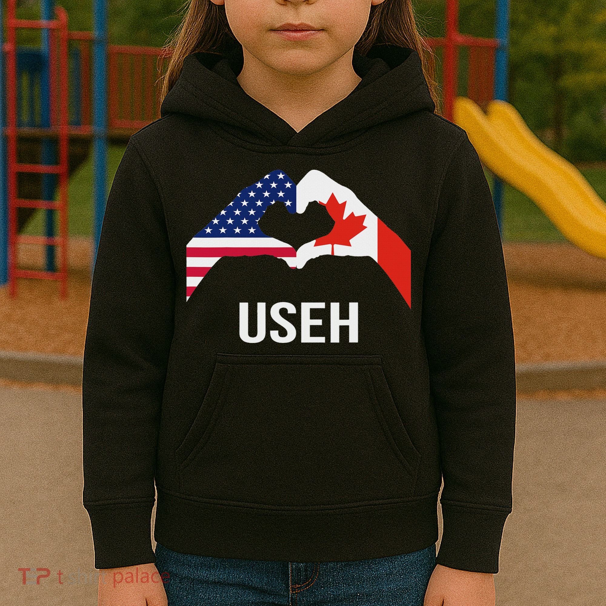Funny Canada American Flag Us Eh Kids Hoodie