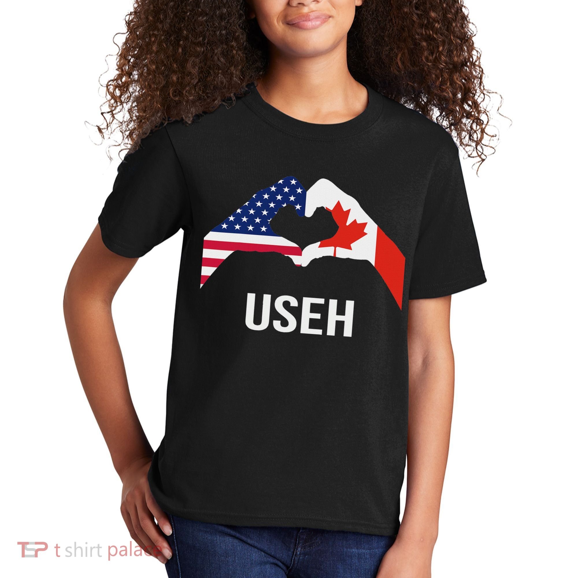 Funny Canada American Flag Us Eh Kids T-Shirt