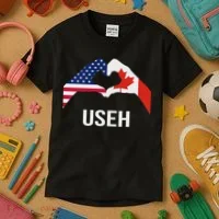 Funny Canada American Flag Us Eh Kids T-Shirt thumb 3
