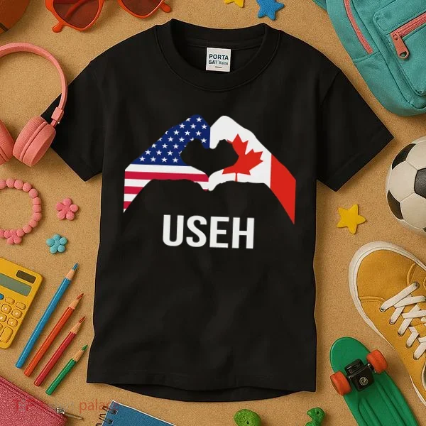Funny Canada American Flag Us Eh Kids T-Shirt