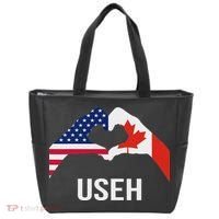 Funny Canada American Flag Us Eh Tote Bag thumb 0