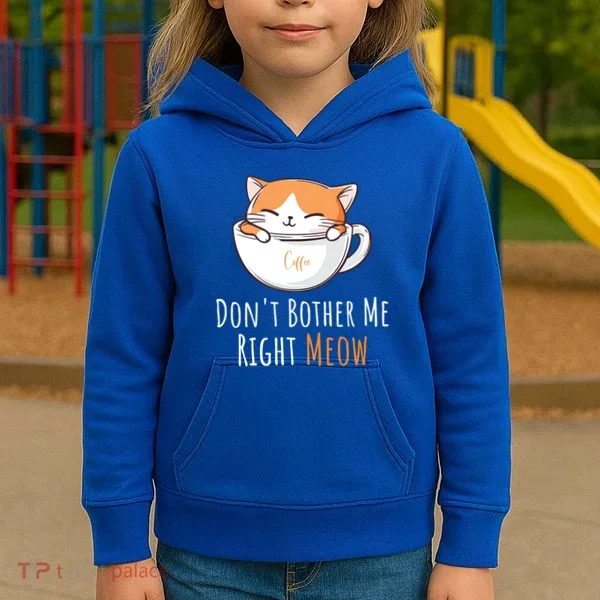 Funny Cat And Coffee Lover  Kids Hoodie