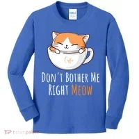Funny Cat And Coffee Lover  Kids Long Sleeve Shirt thumb 0