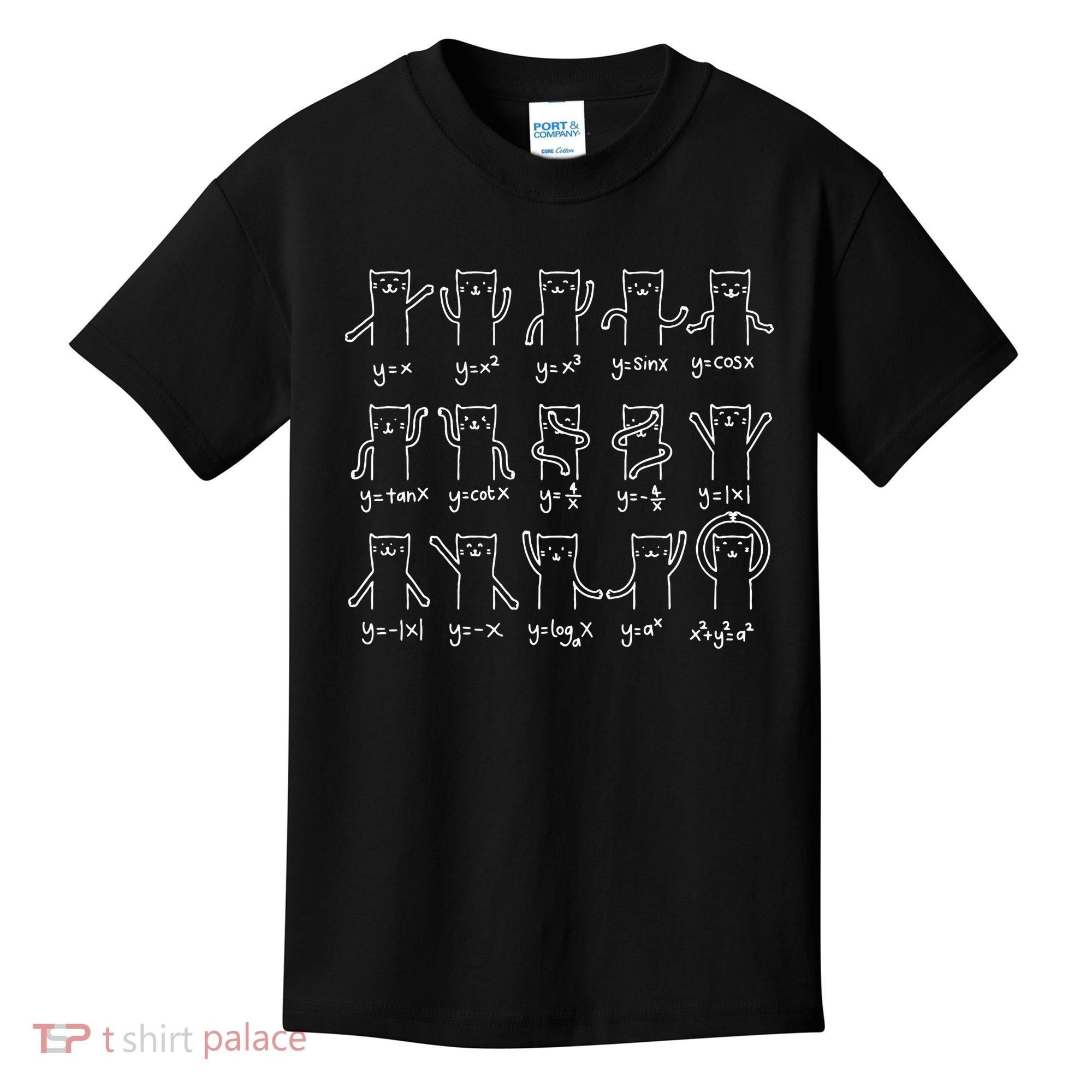 Funny Cat And Math Cat And Algebra Lover Cat Kids T-Shirt