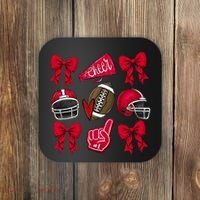Football Coquette Bow Football Cheer Lover Coaster thumb 0