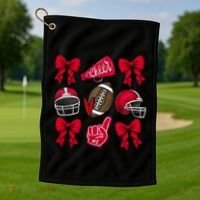 Football Coquette Bow Football Cheer Lover Golf Towel thumb 1