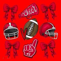 Football Coquette Bow Football Cheer Lover Santa Hat thumb 1
