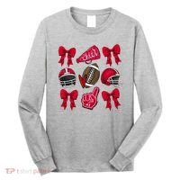 Football Coquette Bow Football Cheer Lover Long Sleeve Shirt thumb 0