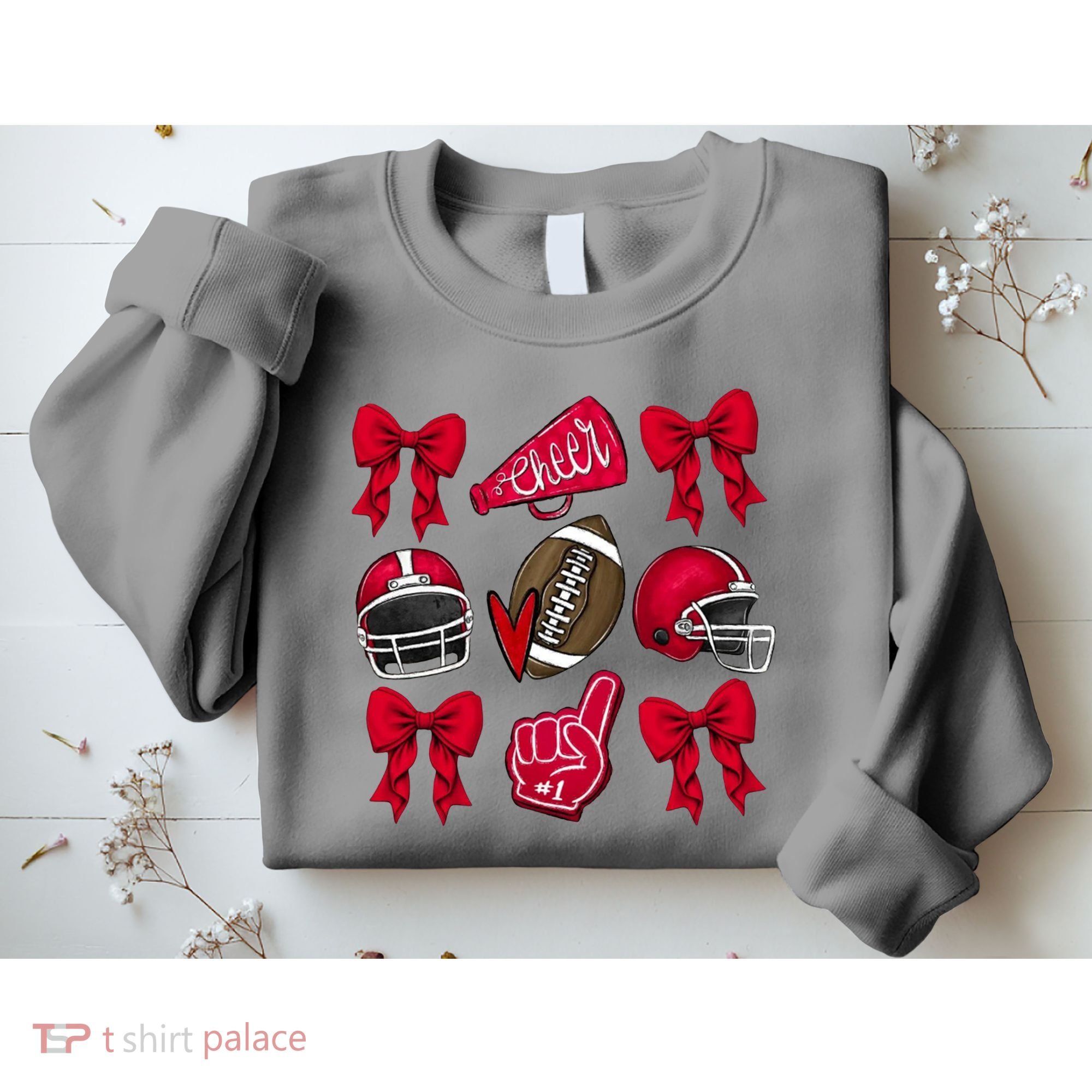 Football Coquette Bow Football Cheer Lover Sweatshirt