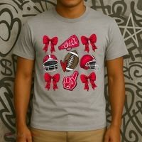 Football Coquette Bow Football Cheer Lover T-Shirt thumb 3