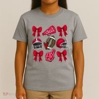 Football Coquette Bow Football Cheer Lover T-Shirt thumb 4