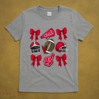 Football Coquette Bow Football Cheer Lover T-Shirt thumb 5
