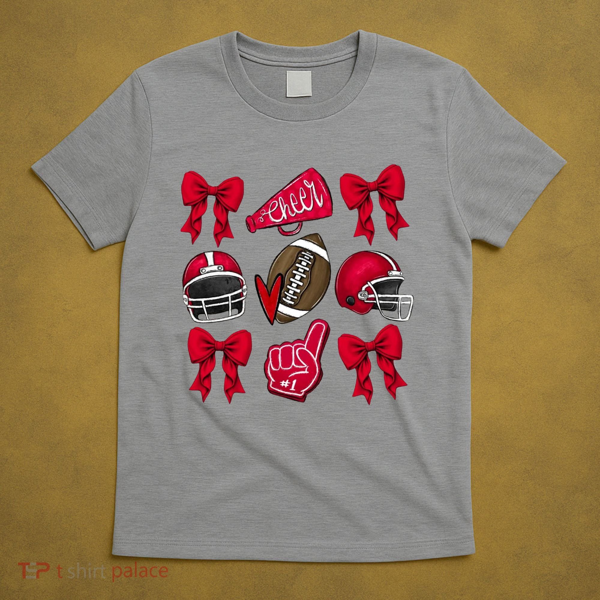 Football Coquette Bow Football Cheer Lover T-Shirt