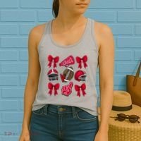 Football Coquette Bow Football Cheer Lover Women's Tank Top thumb 2